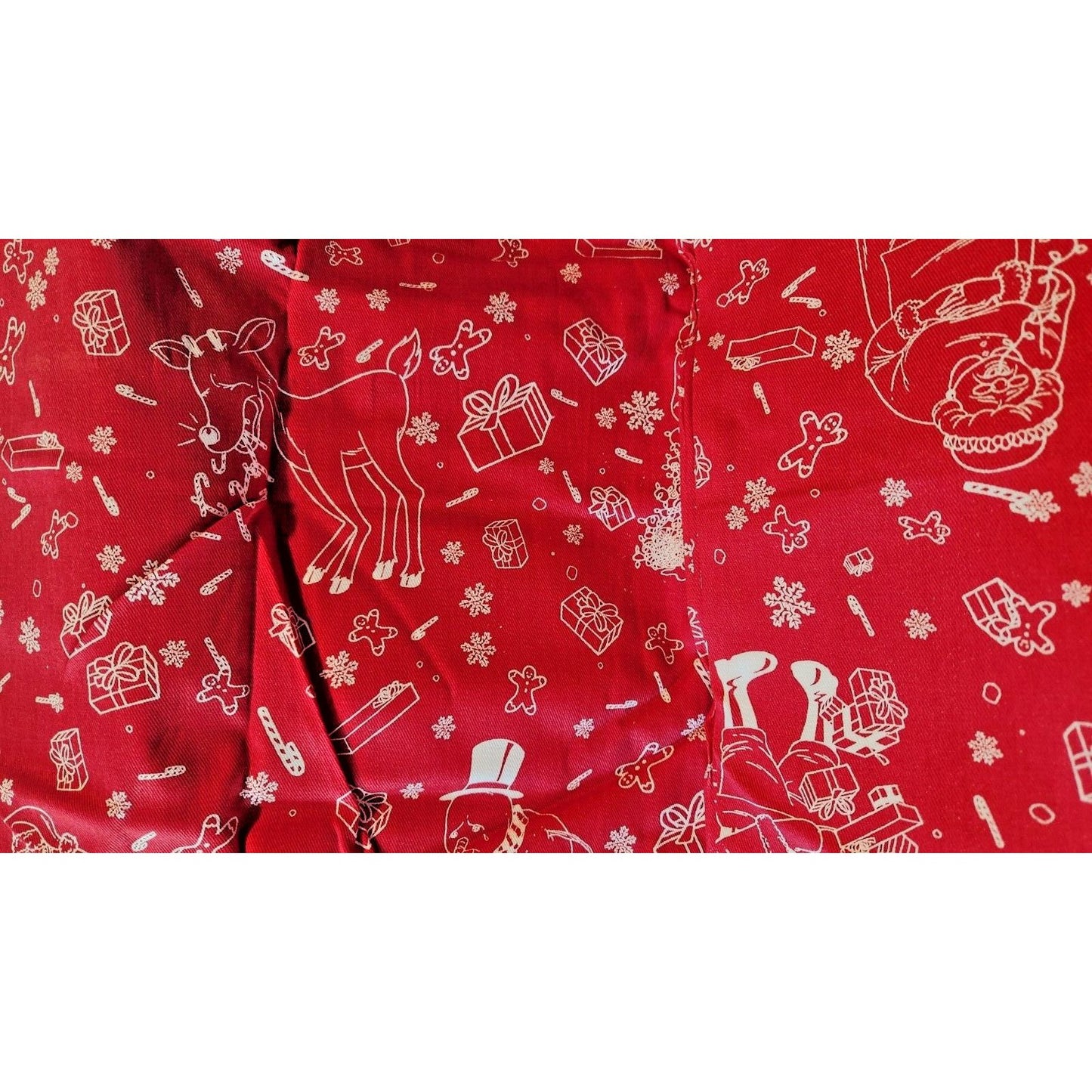 Material  Fabric Red Cotton Christmas Santa Reindeer Mrs Claus Snowmen Expelling
