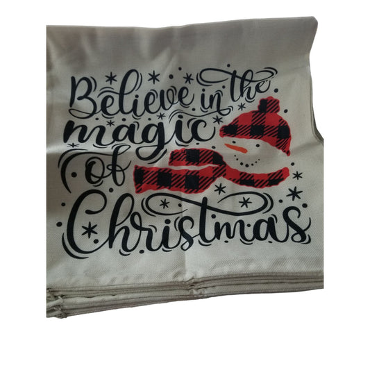 PSDWETS Christmas Holiday Pillow Covers 18" x 18" Zip Side Canvas Decor 4 piece Burlap Cotton