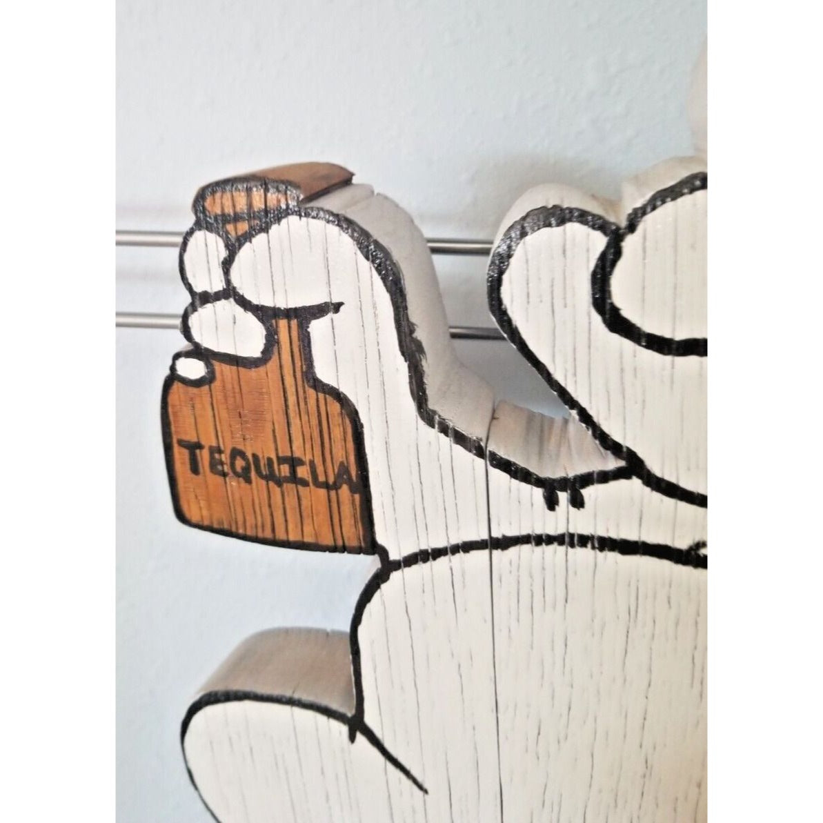 Wood Sign Halloween Ripped  Ghost 1 Tequila 2 Tequila 3 Tequila Ripped Hanging