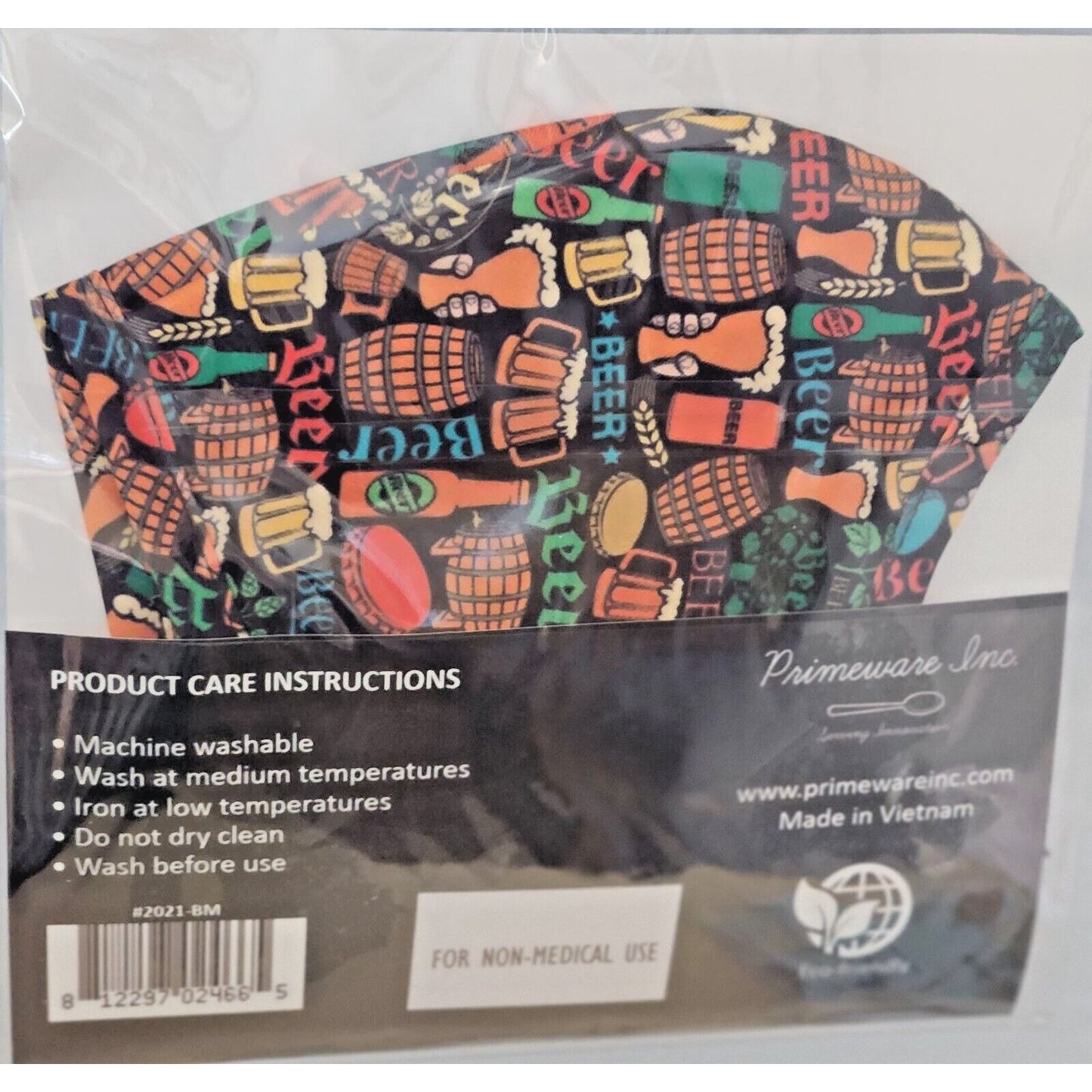 Primeware Mask Beer Design Adult 2 pack 2 layers 100 % Polyester Washable