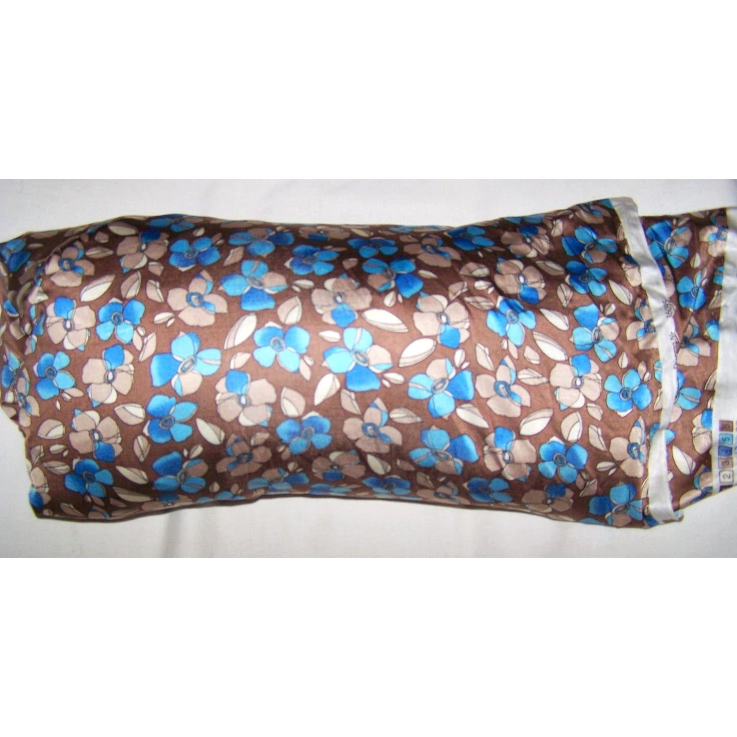 Material Fabric Brown Blue Flowers Jersey 54" wide  3 yrds