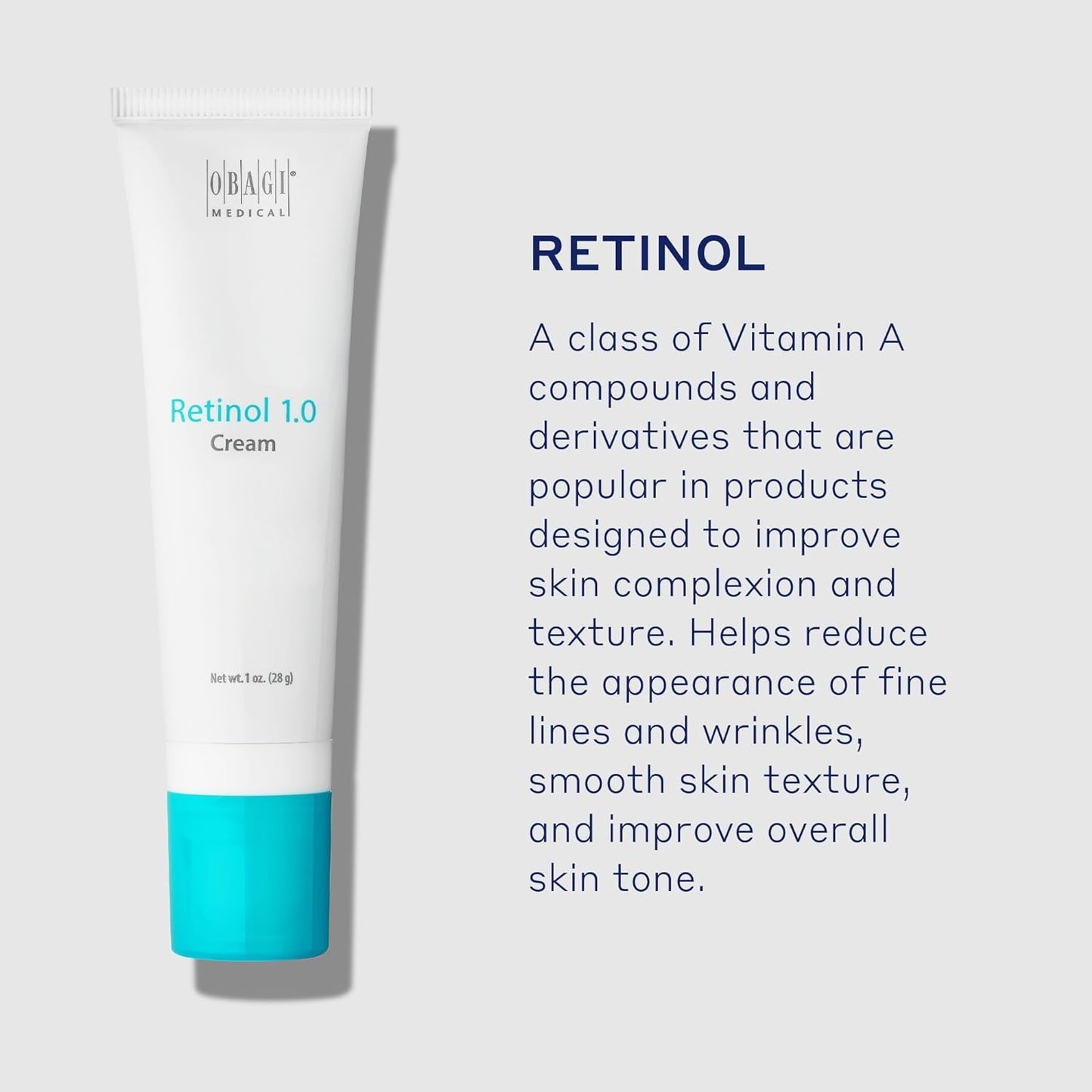 Obagi Retinol 1.0 Cream 1 oz Helps Reduce the Appearance of Fine Lines  Wrinkles & Smooth Texture with Minimal Irritation