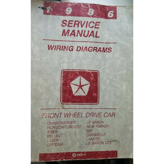 1986 Chrysler Service Manual Wiring Diagrams Omni Charger Aries Reliant 600