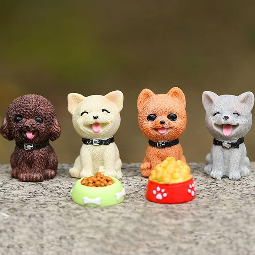 6 Pcs Dog Figurines Resin Crafts Micro Landscape Dog Animals Statue Miniature Doll House Ornament Fairy Garden Accessories