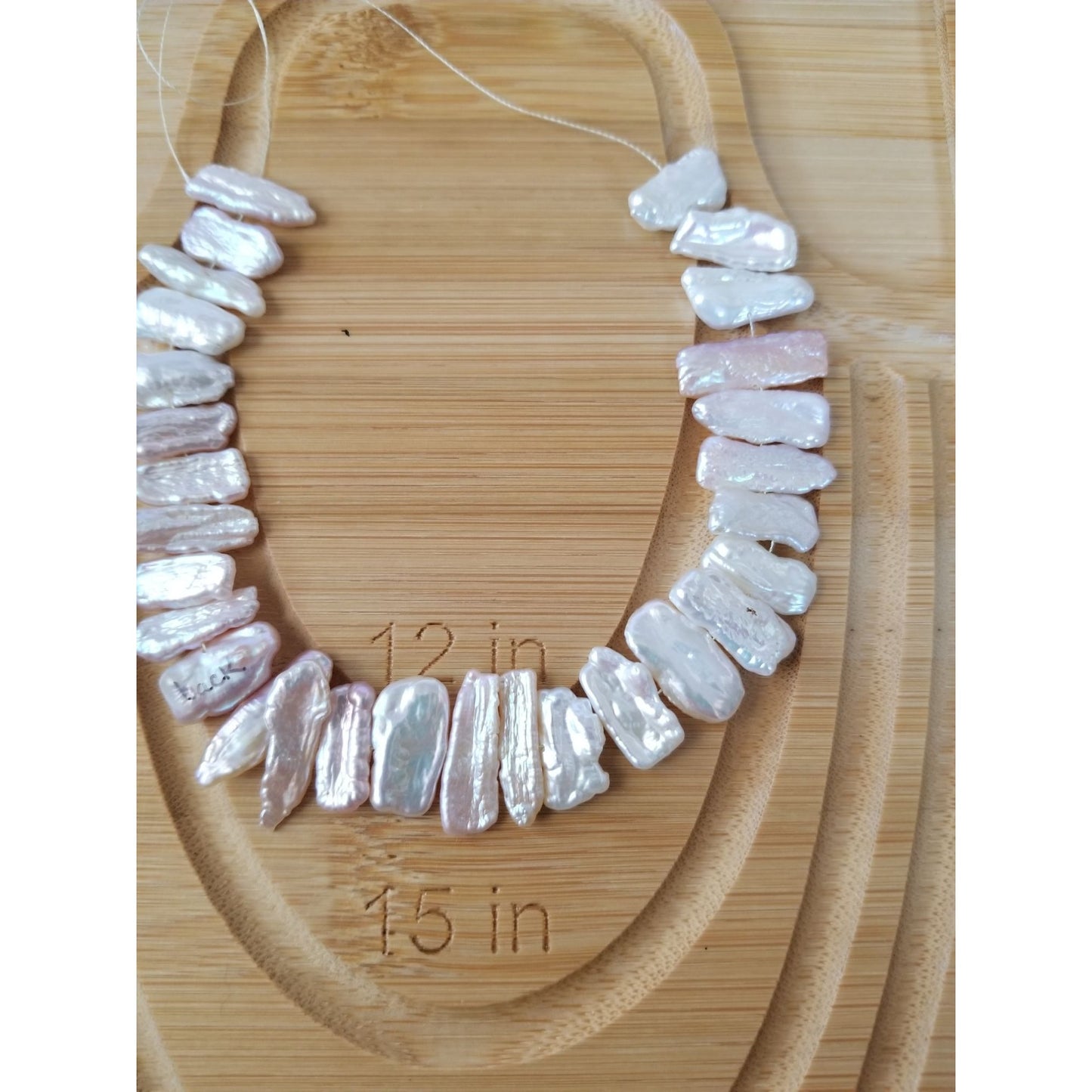 Loose Pearl White Biwa Stick Pearl Bag 1E  Braque  7 1/2 "   30 Pcs  116   ct  23.2 gr  1 cm  x 0.5 cm