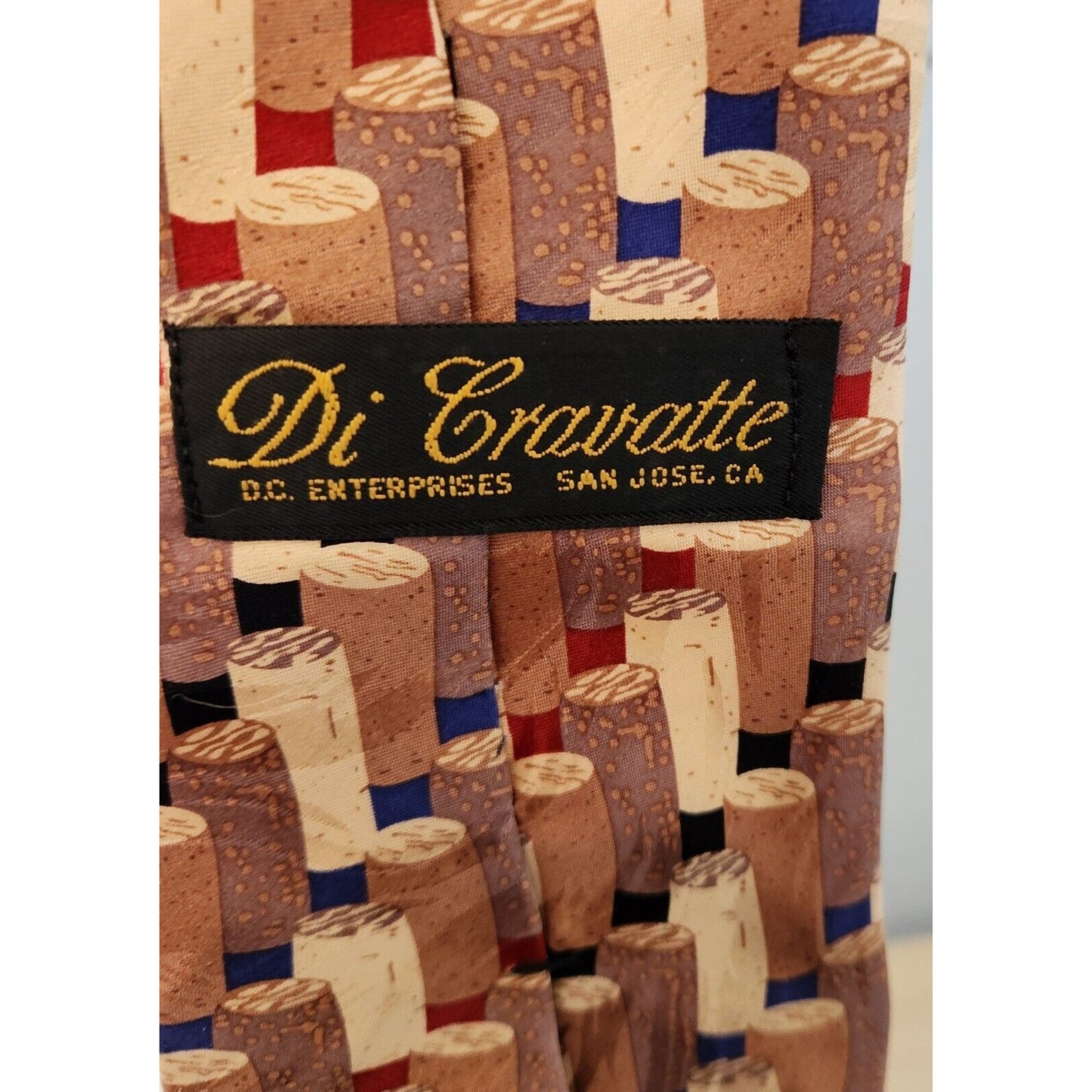 Silk Tie Brand Di Cravatte Stacked Wine Corks Tiles 56" x 4"  100% Silk