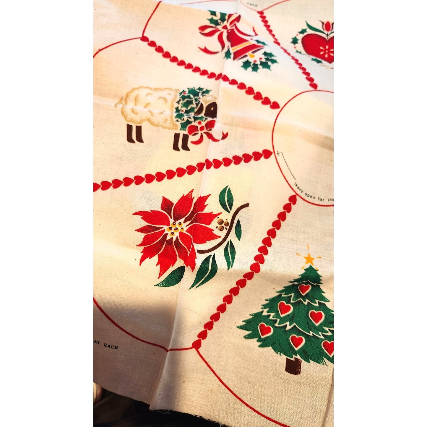 Craft Pattern Stencil Wreath Pillow Cranston Printworks 18" x 40" White Tree Bell Sheep Bird Heart Log Cabin Candy Canes Flower