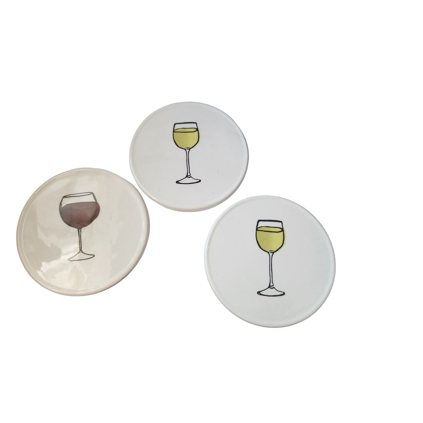 Coaster 4" Round  Ceramic Wine Glass Set of 3  Rubber Feet Ralph's Dolomite