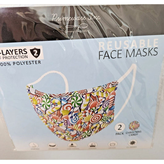 Primeware Mask Color Candy Design Adult 2 pack 2 layers 100 % Polyester Washable