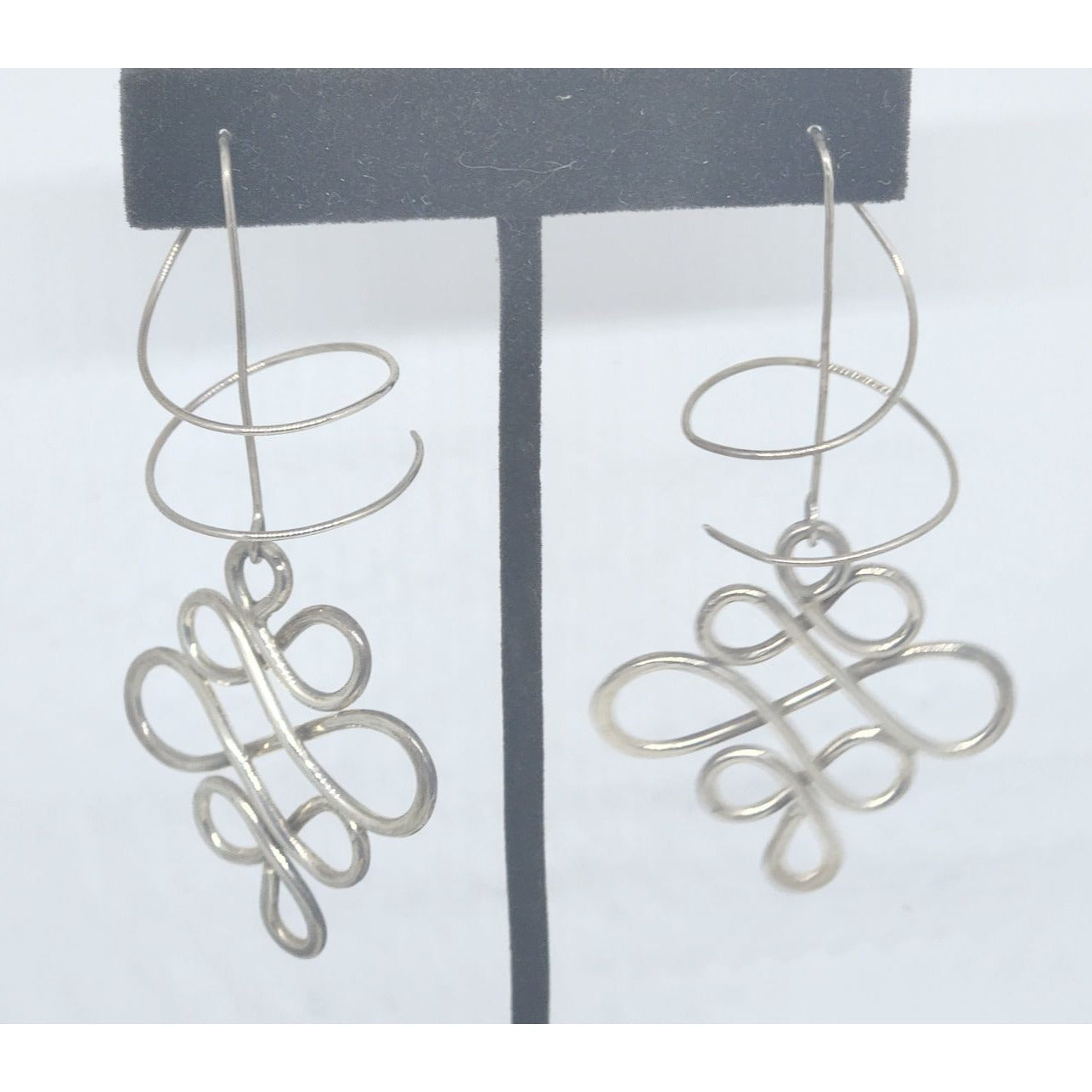 Earrings 925 Silver 12.1 gr Infinity Design Geometric 40mm Hanger 40mm x 80mm