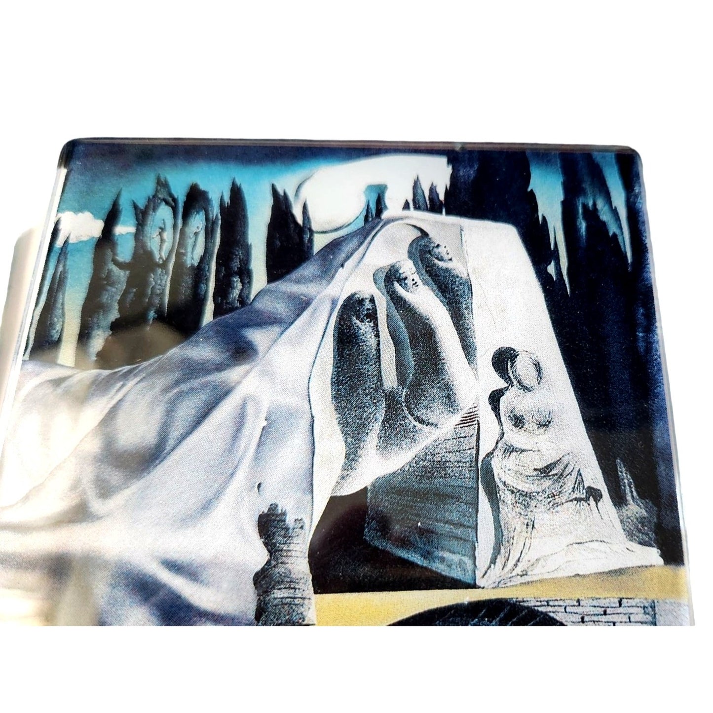 Coasters Glass  Salvador Dali's Artwork Graphics  4 " x  4 "  Set of 4  Rubber Feet