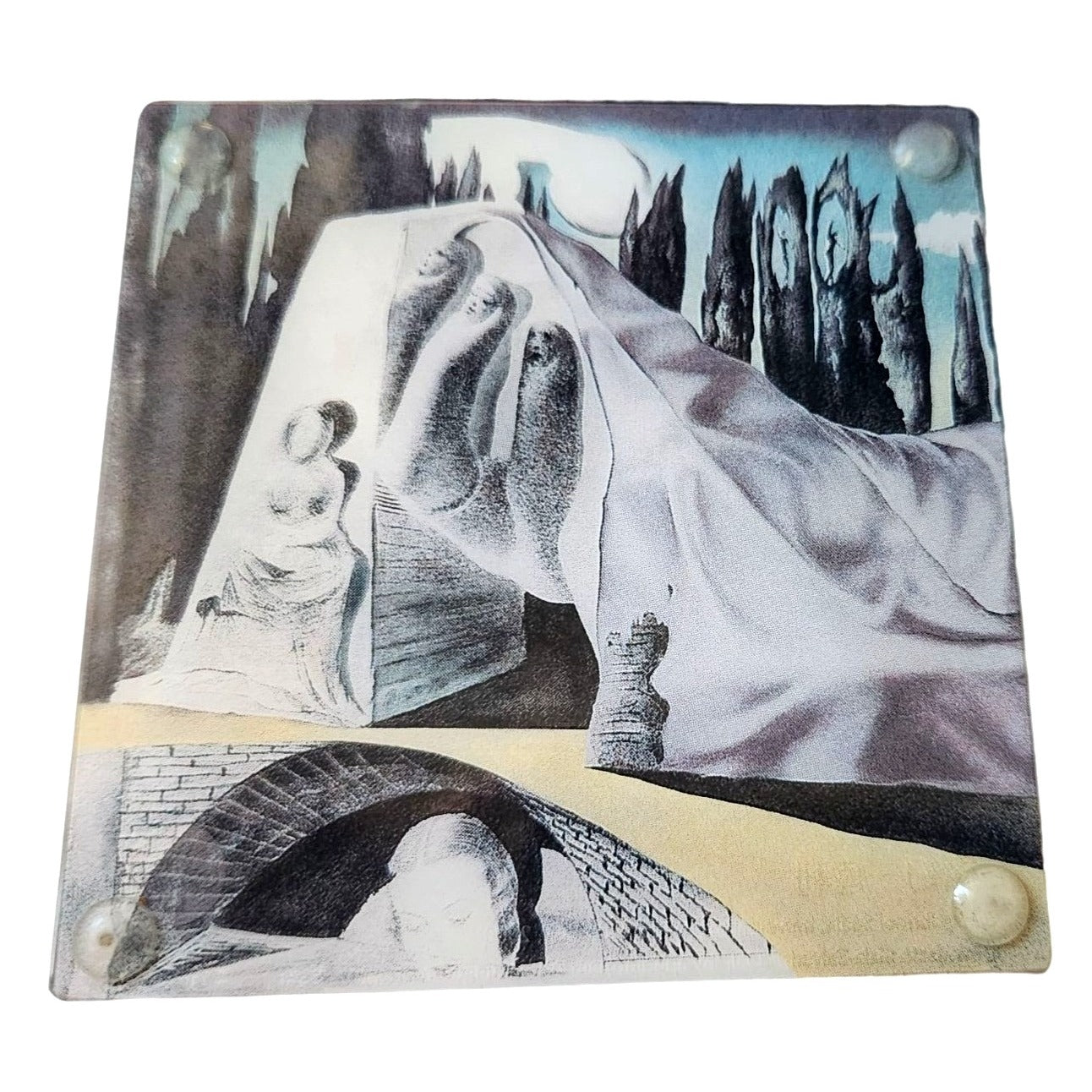 Coasters Glass  Salvador Dali's Artwork Graphics  4 " x  4 "  Set of 4  Rubber Feet
