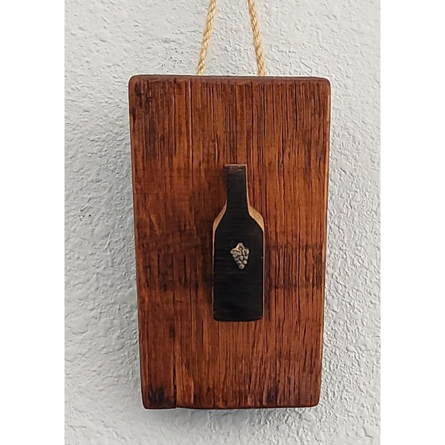 Wood Sign Wine Barrel Wine Bottle Grape Cluster Charm Dark Wine Stave Toasted