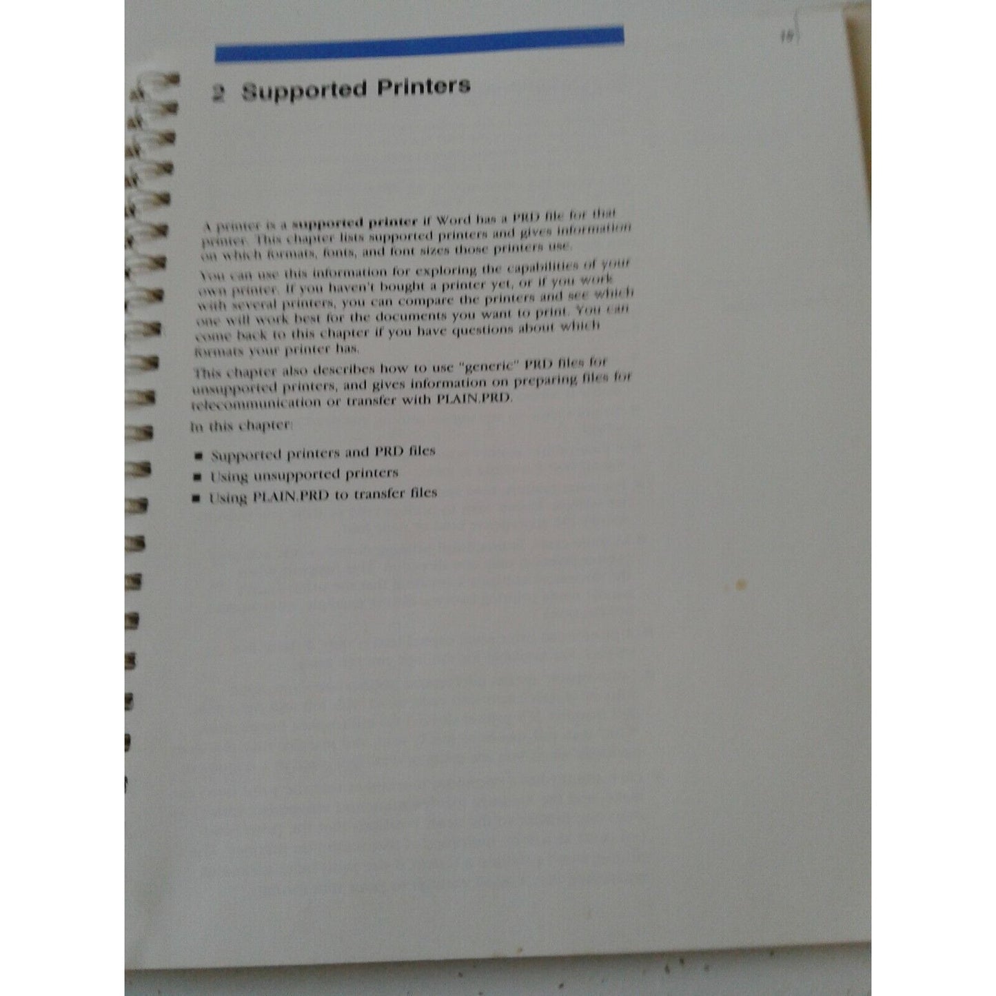Microsoft Word Word Processing Program Printer Information 1986