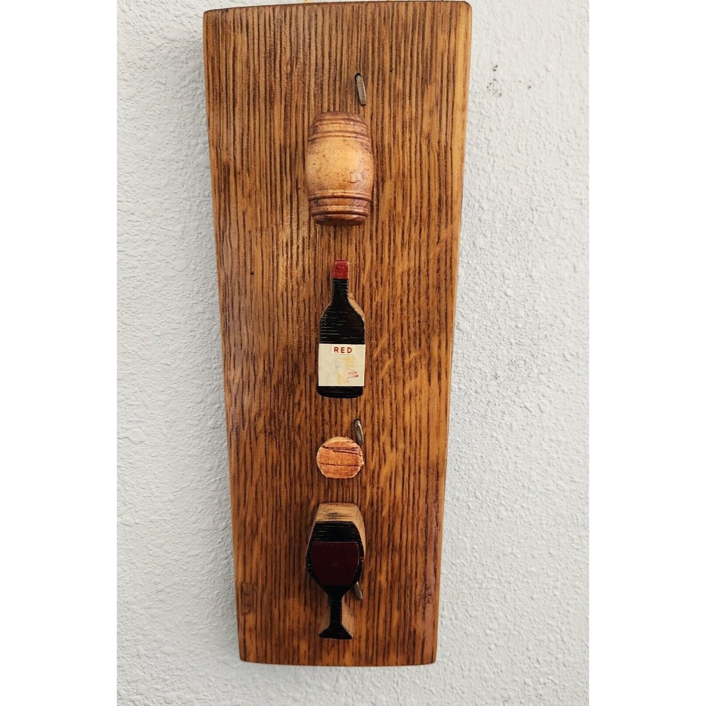 Wood Sign Wine Barrel Wine Bottle Cork Wine Glass Cut from Wine Stave Painted