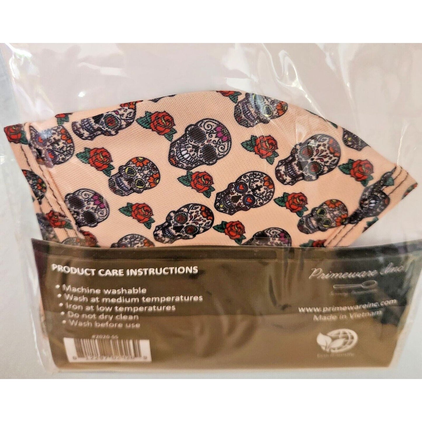 Primeware Mask Skull Roses Design Adult 2 pack 2 layers 100 % Polyester Washable