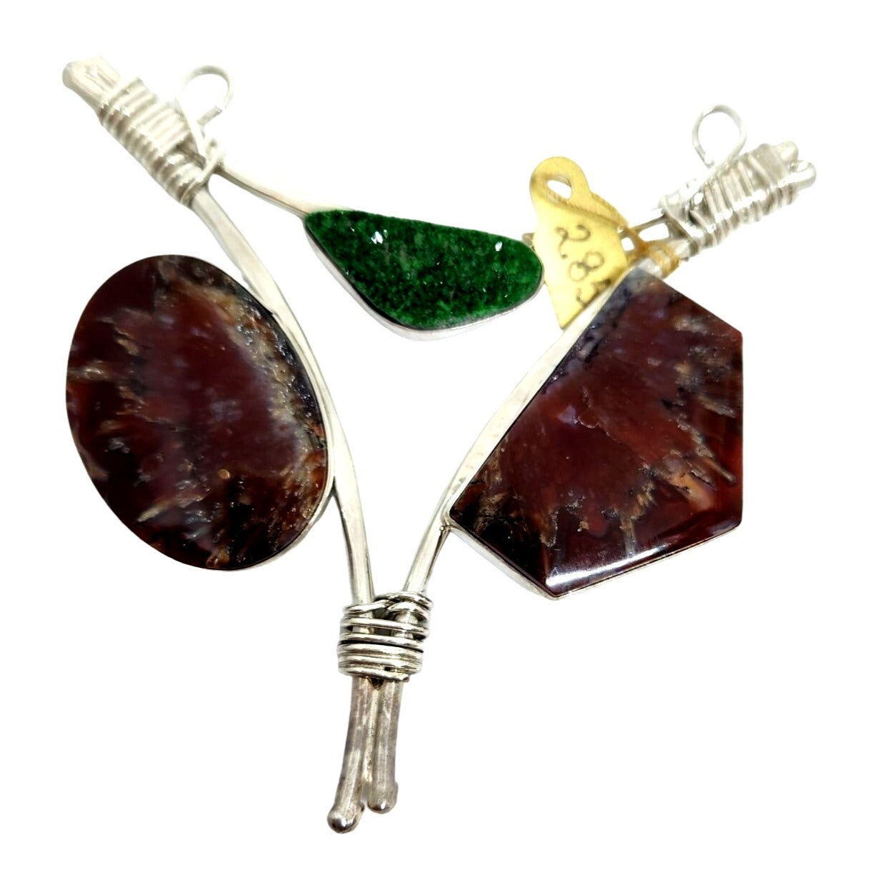 Pendant Plume Agate Druzy Silver 45.8 gr 925 Silver Jerry Fran Harr 85mm x 85mm x 85mm Triangle