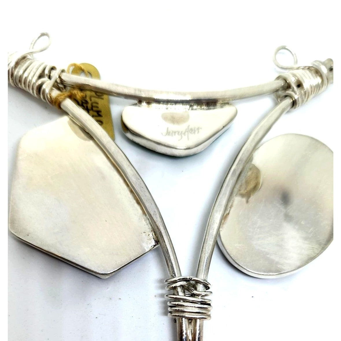 Pendant Plume Agate Druzy Silver 45.8 gr 925 Silver Jerry Fran Harr 85mm x 85mm x 85mm Triangle