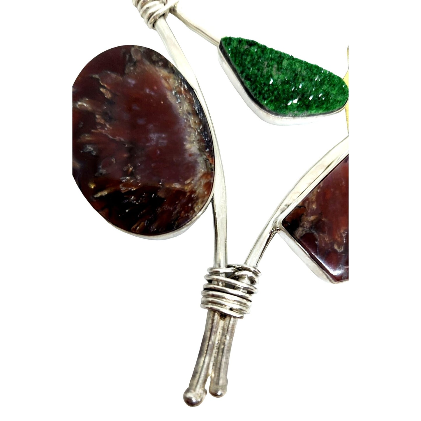 Pendant Plume Agate Druzy Silver 45.8 gr 925 Silver Jerry Fran Harr 85mm x 85mm x 85mm Triangle