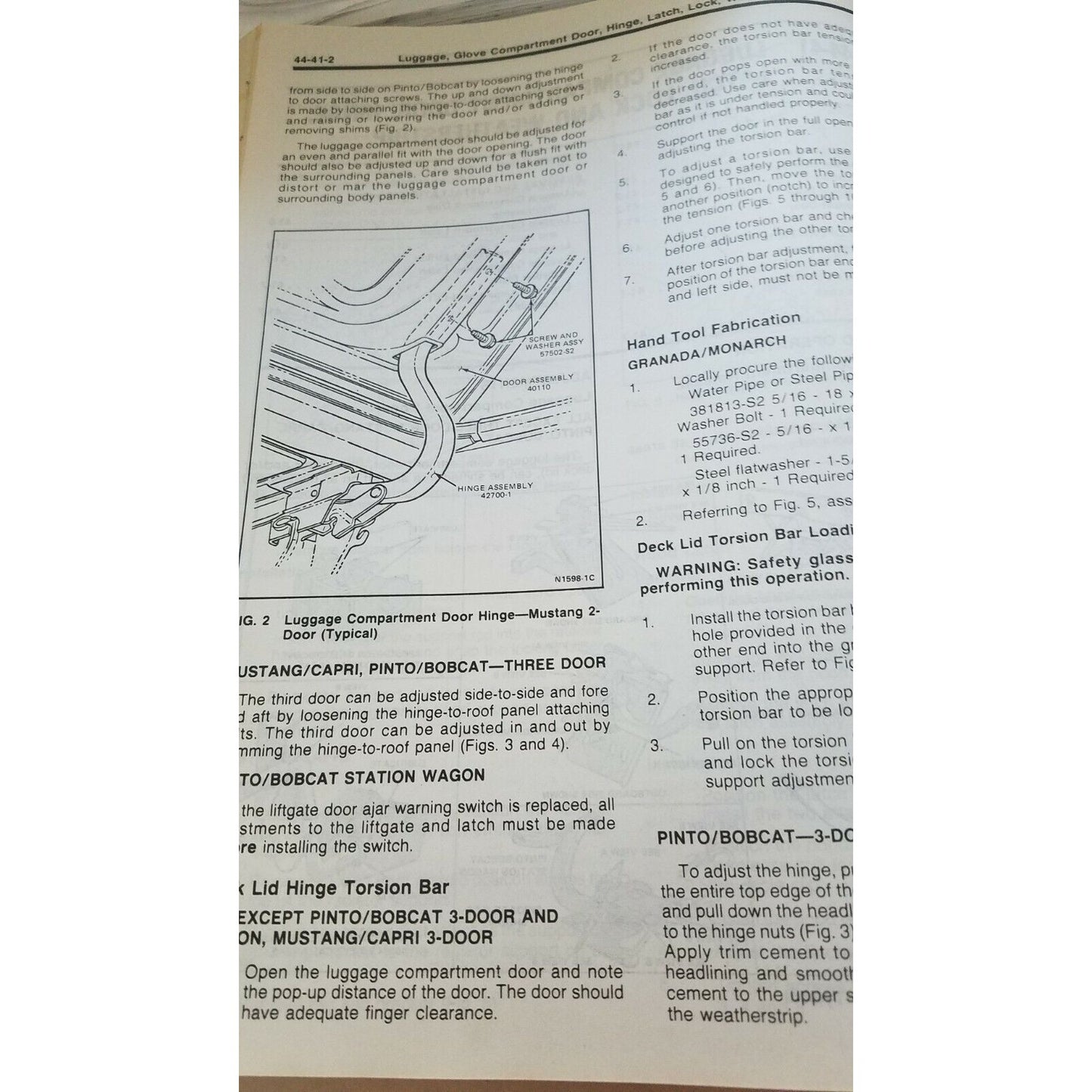 Book 1980 Car Shop Manual Chassis Pinto Bobcat Mustang Capri Granada Monarch