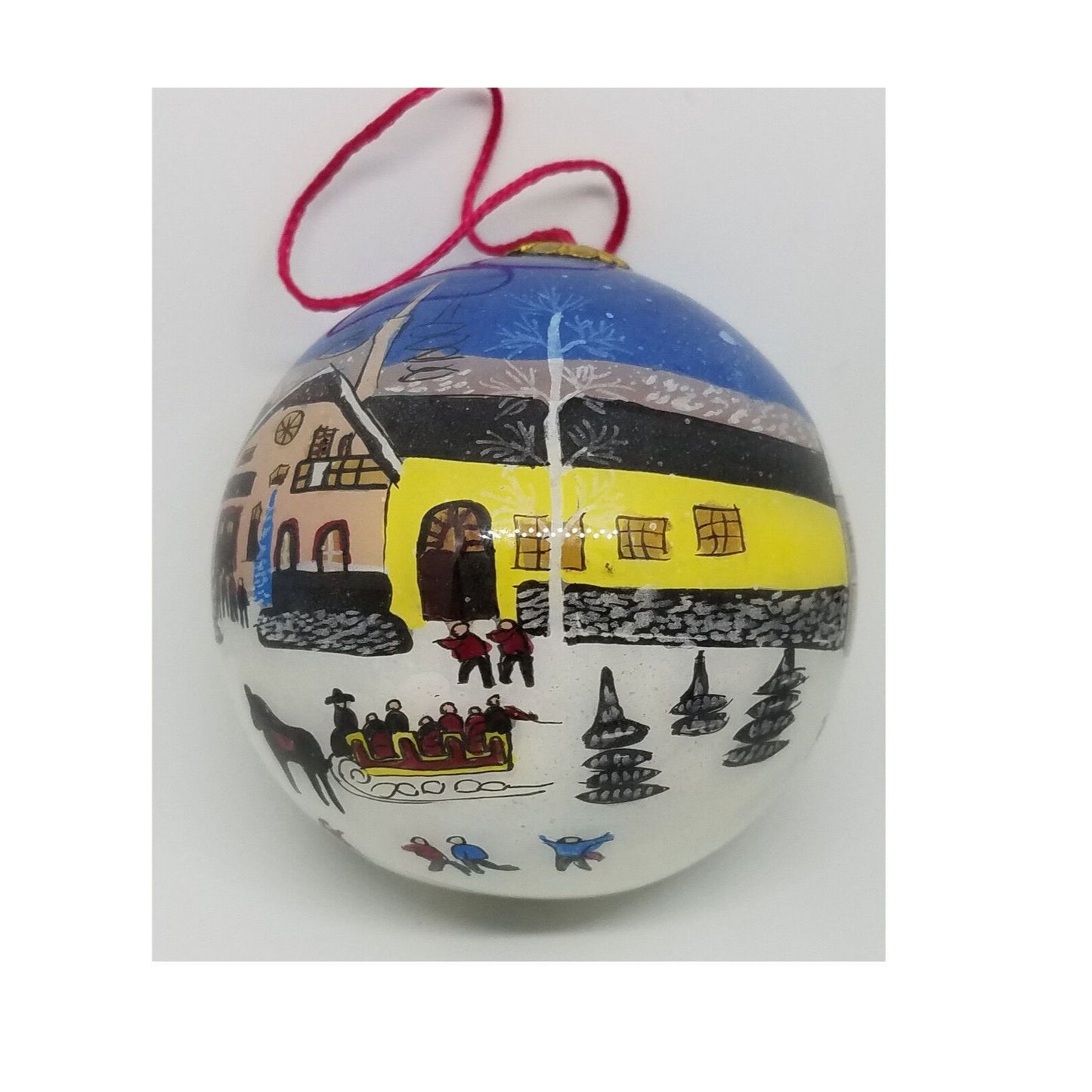 Ornament Hand Painted Glass Ball Snow Village Gaul Searson Limited San Francisco