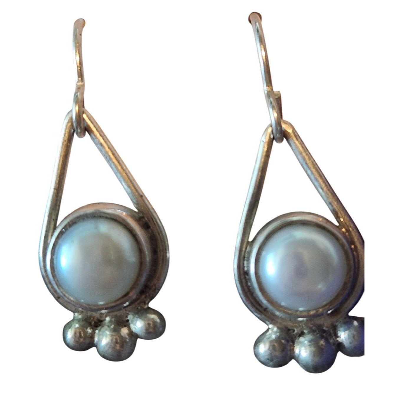 Earrings Pearl Tear Drop Post Silver Drop 5 gr Tear Drop Jerry & Fran Harr Handmade