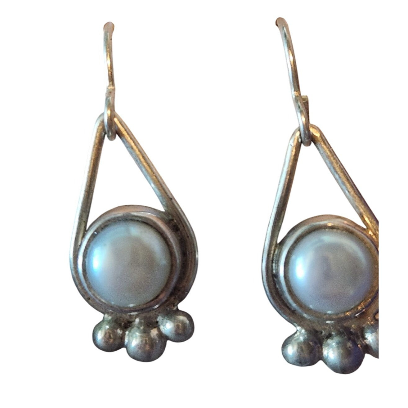 Earrings Pearl Tear Drop Post Silver Drop 5 gr Tear Drop Jerry & Fran Harr Handmade