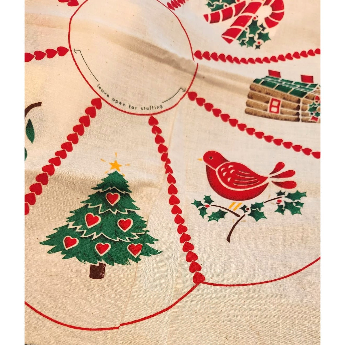 Craft Pattern Stencil Wreath Pillow Cranston Printworks 18" x 40" White Tree Bell Sheep Bird Heart Log Cabin Candy Canes Flower
