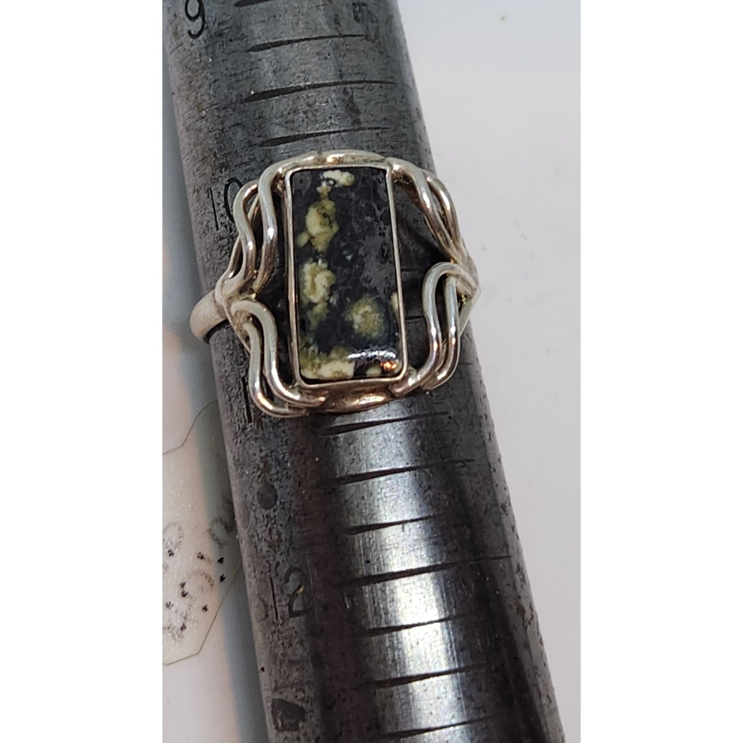 Ring Variscite Size 10 1/2  5 Gr Silver  Jerry Fran Harr 80mm x 20mm Stone 15mm x 5mm