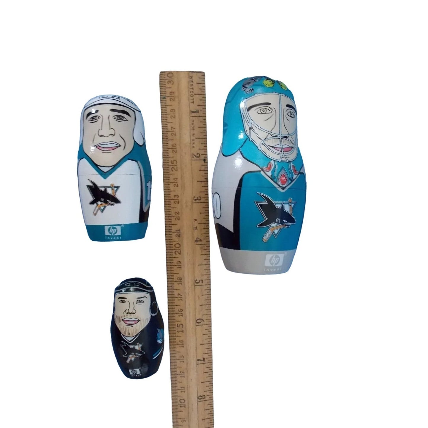 HP 2004 San Jose Sharks NHL Nesting Doll Set Nabokov, Marleau, Stuart