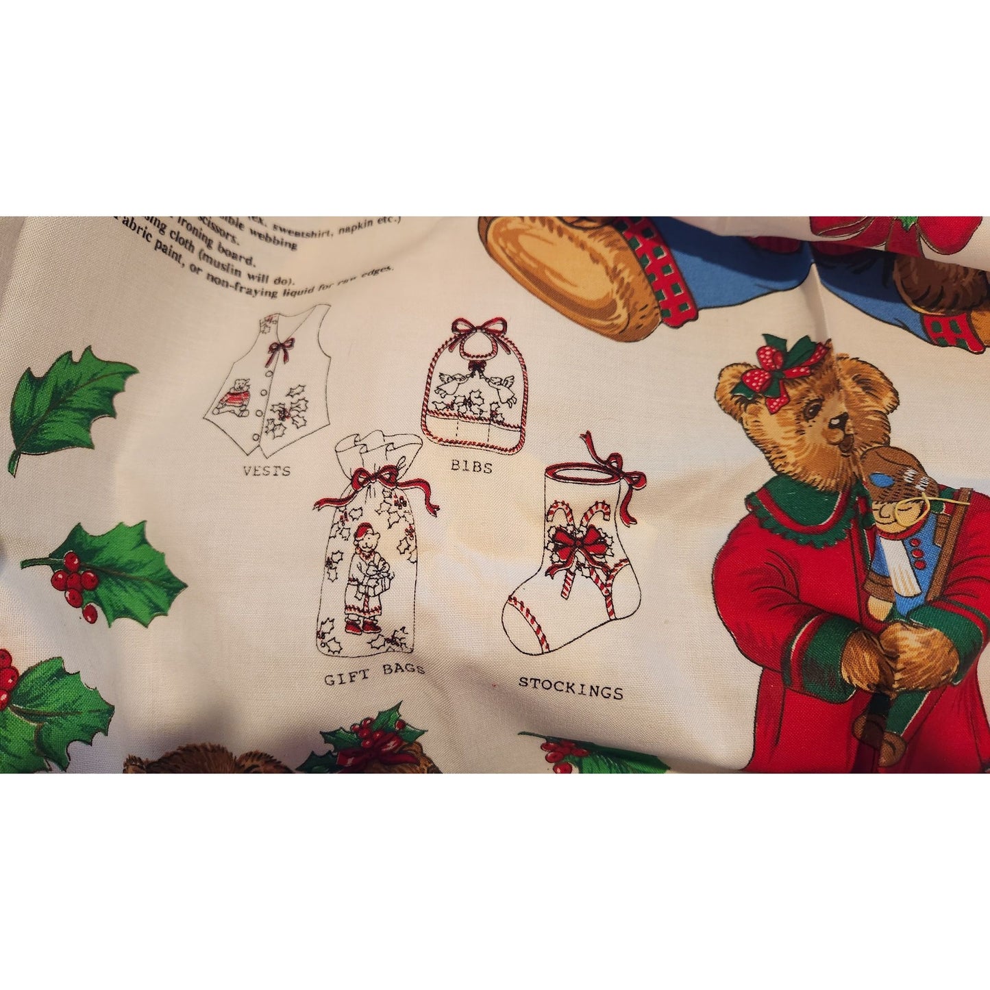 Craft Kit Peppermint Teddy Bear Applique  45" x 36"  Angels Teddy Bears Ornaments Bows