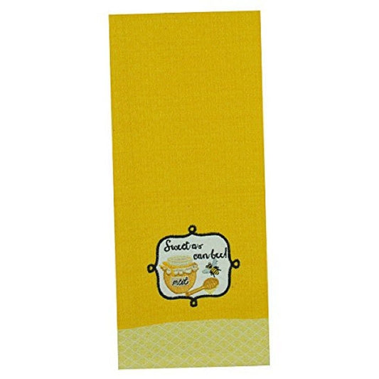 Kitchen Towel Design Imports Sweet as Can Bee Honey Jar Spoon Bee 18 X 28", 100% Natural Cotton