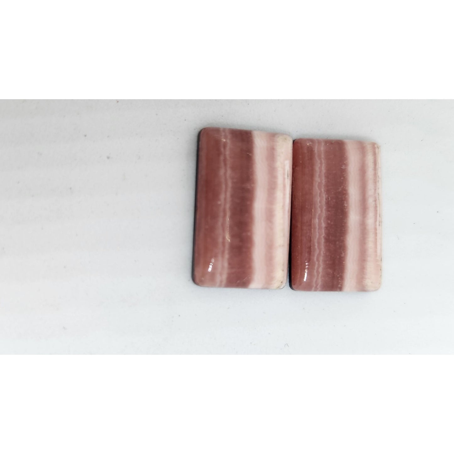 Gemstone Loose Matched Pair Rhodochrosite Crystal Pink Stripes 23.5 ct  5.1 gr