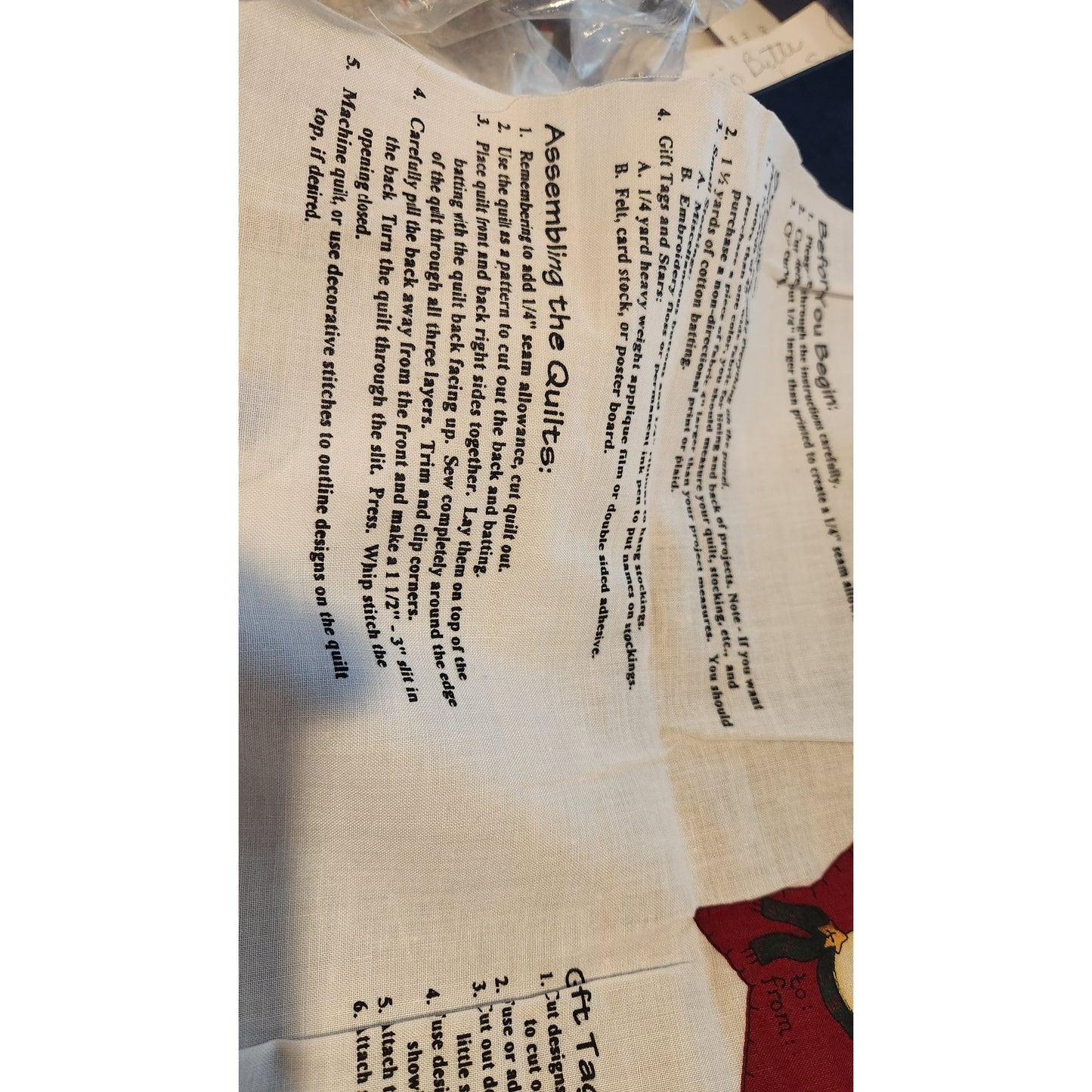 Craft Kit Whispering Pines Christmas Panel 36 x 60 Make several items applique