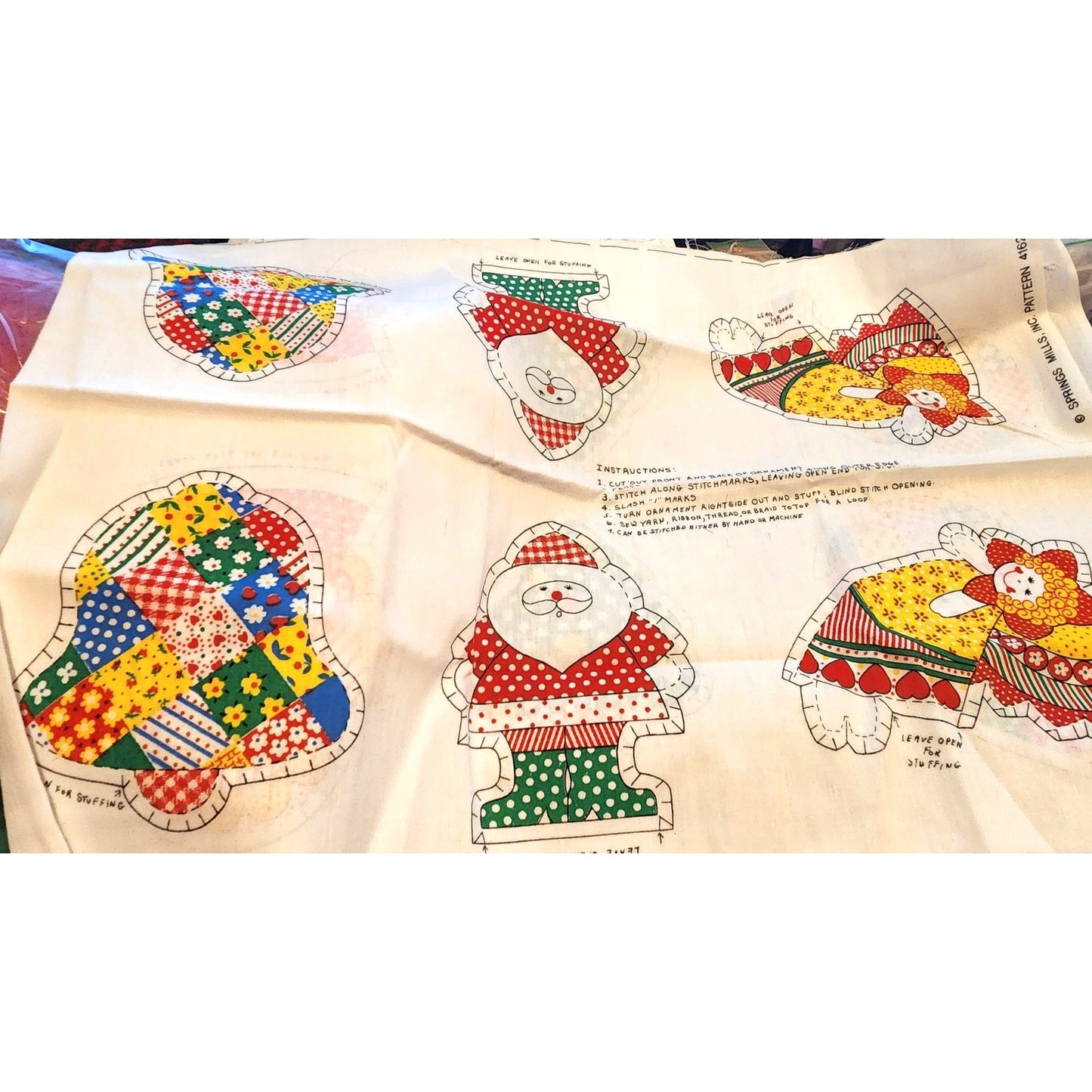 Craft Kit Ornaments Springs Mills, Inc. Pattern 4162  Tree Candy Cane Angel Santa Doll Bell  16" x 44"