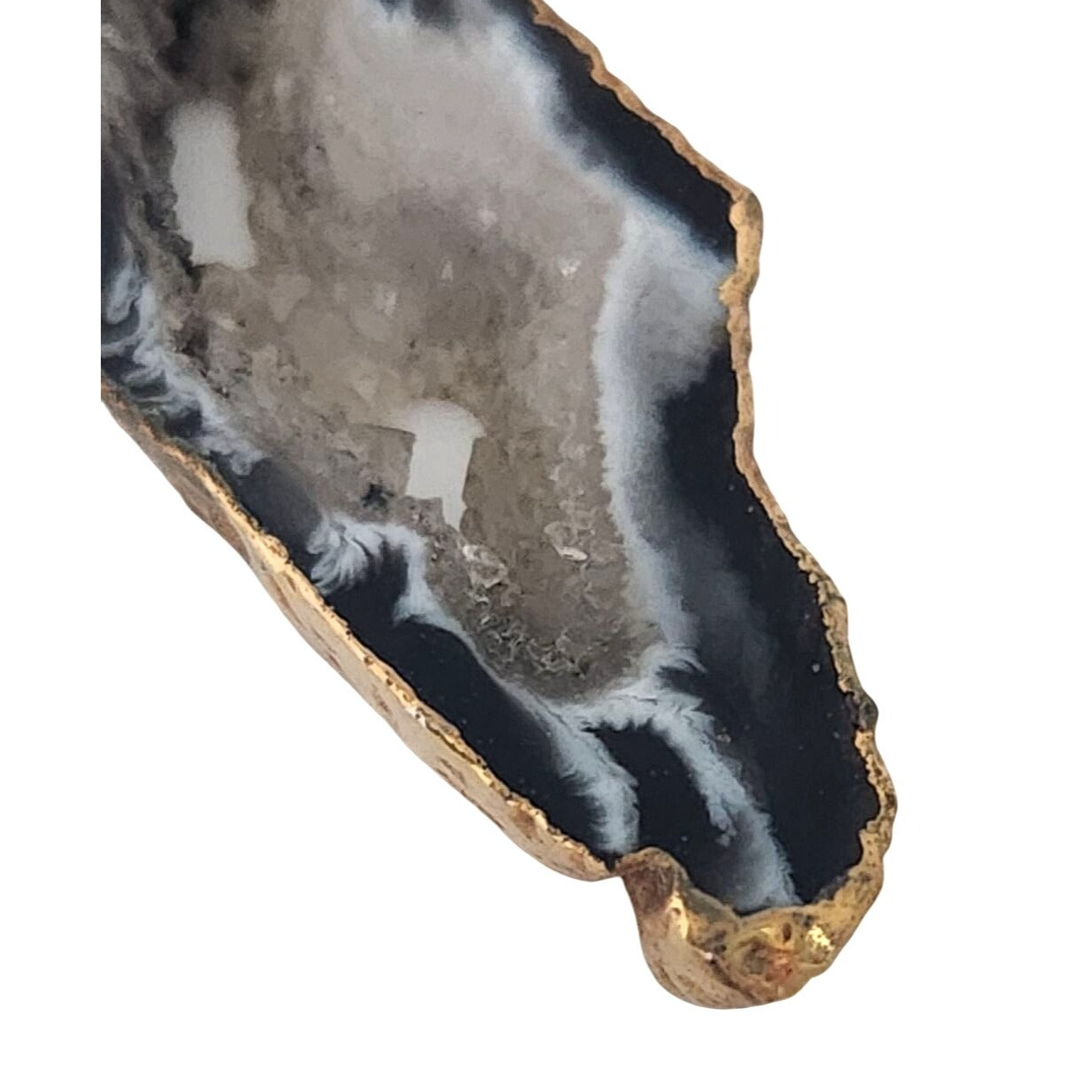 Pendant 14k Gold Dipped Geode Crystal 6.8 gr 30m x 15m Blue Black White Gold Jewelry