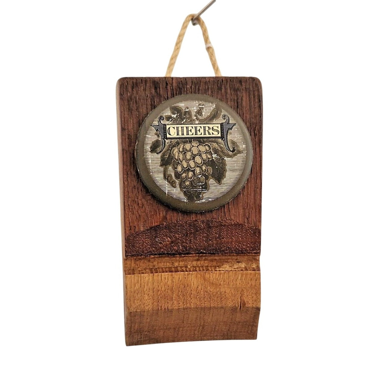 Wood Sign Wine Barrel Small Plaque Cheers Grape Cluster Wine Stave Toasted