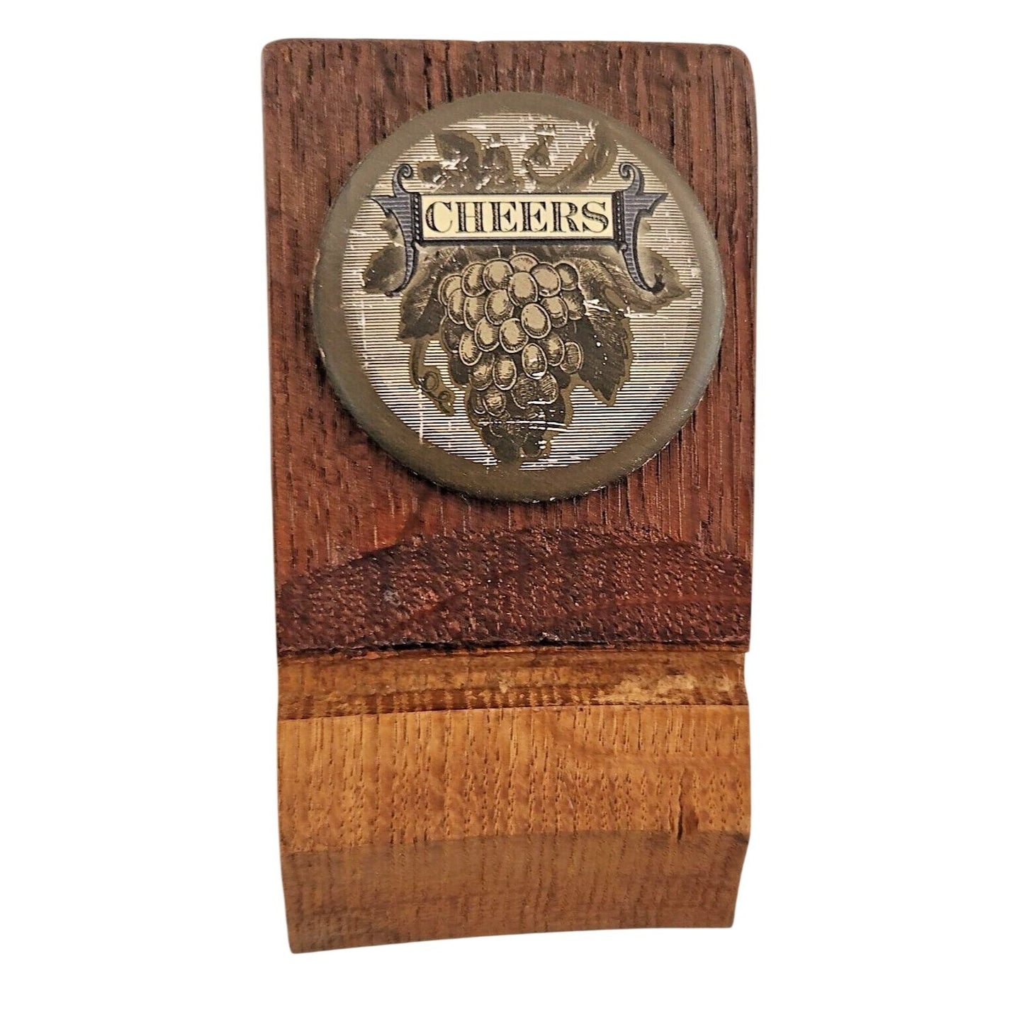 Wood Sign Wine Barrel Small Plaque Cheers Grape Cluster Wine Stave Toasted