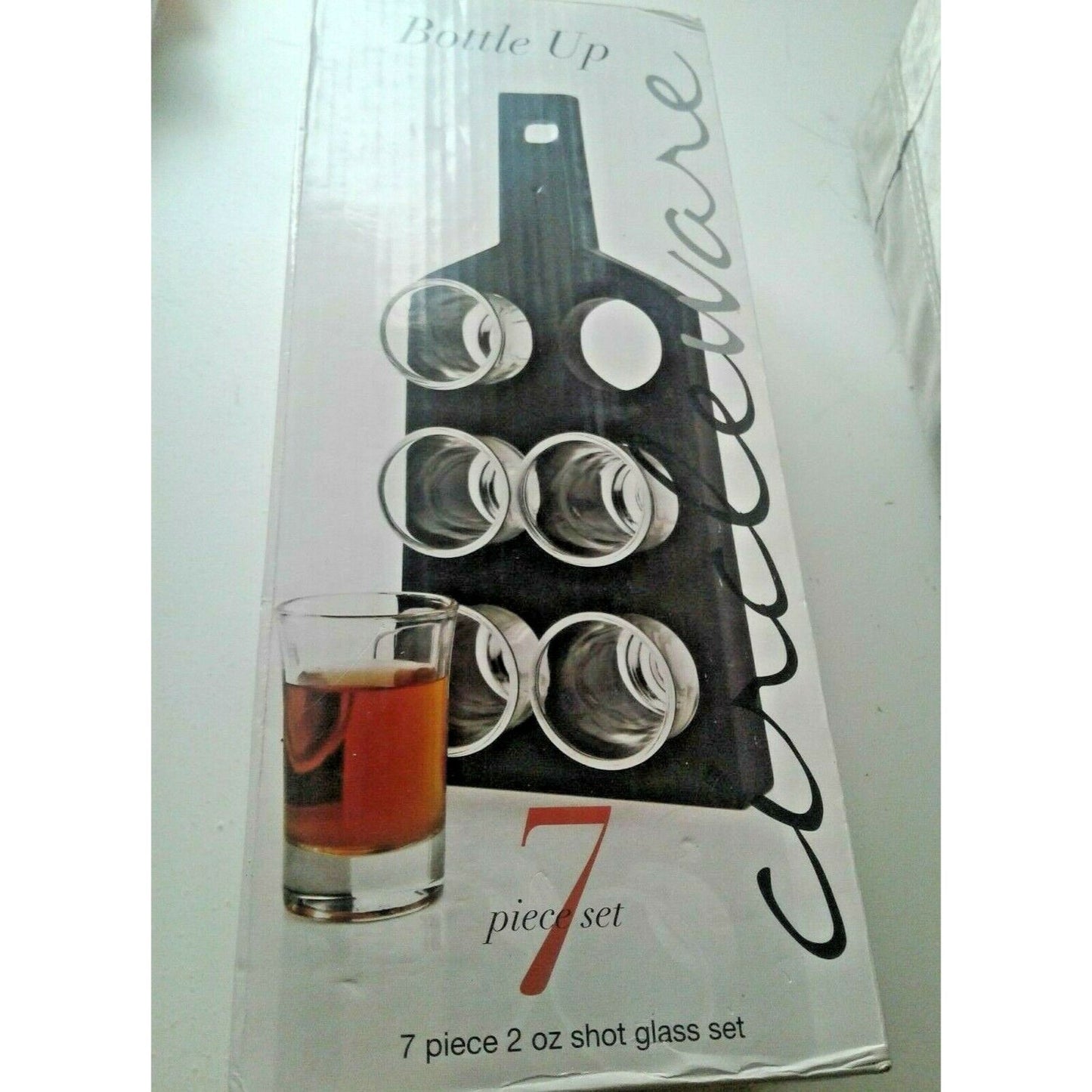 Shot Glasses Bottle Up 6 glasses with Holder for Serving Circleware 2 oz Glass