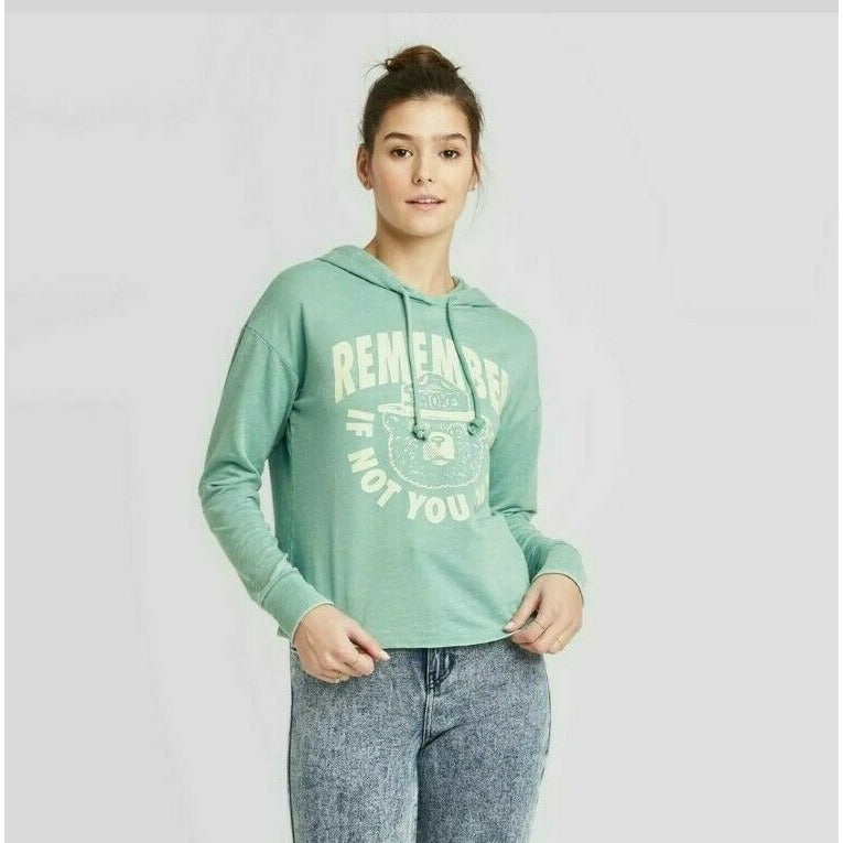 Sweatshirt Women's Teal Size XS Smokey the Bear Sweatshirt Hoodie Long Sleeve