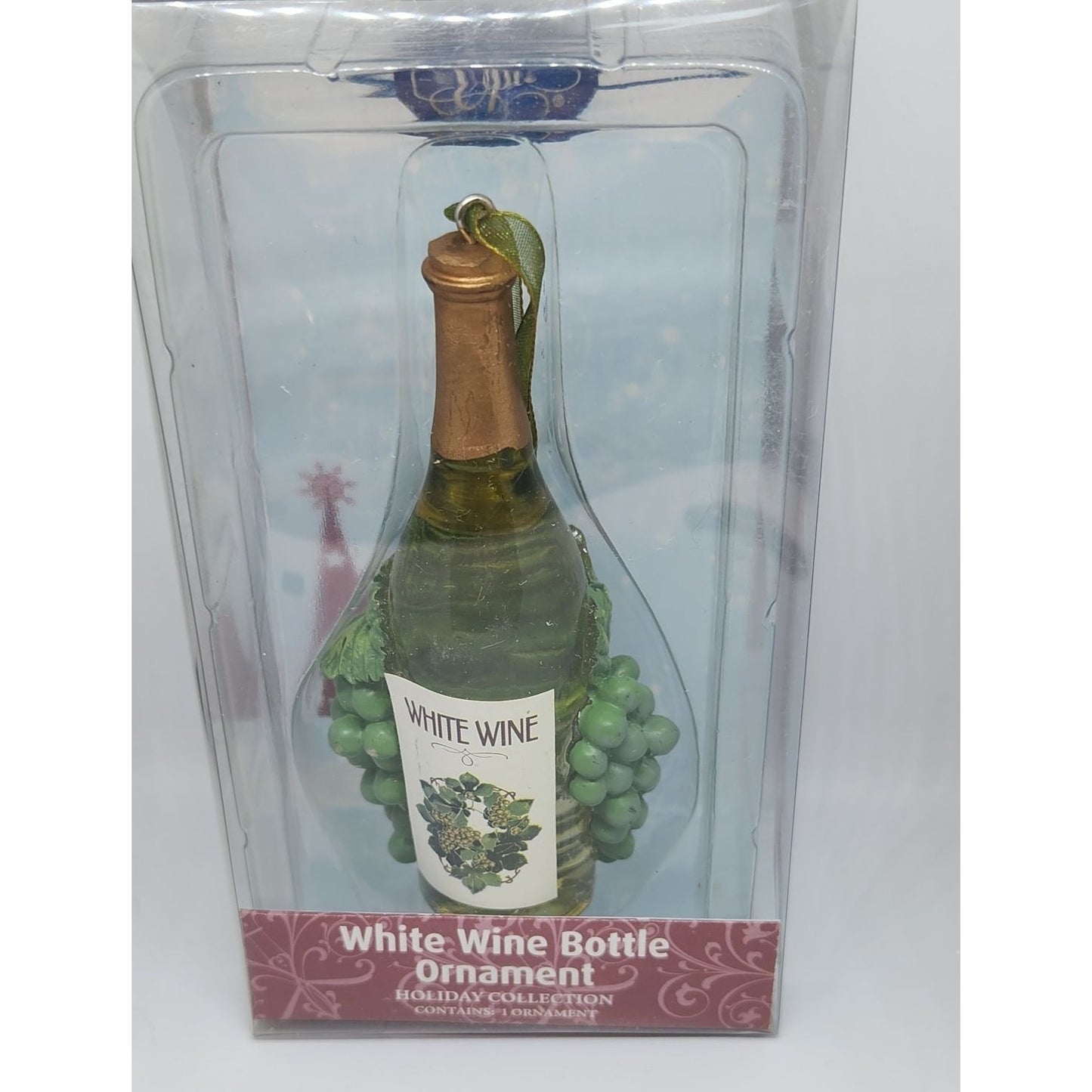 Christmas Ornament White Wine Bottle  4 1/2" Tall Epic Hanging