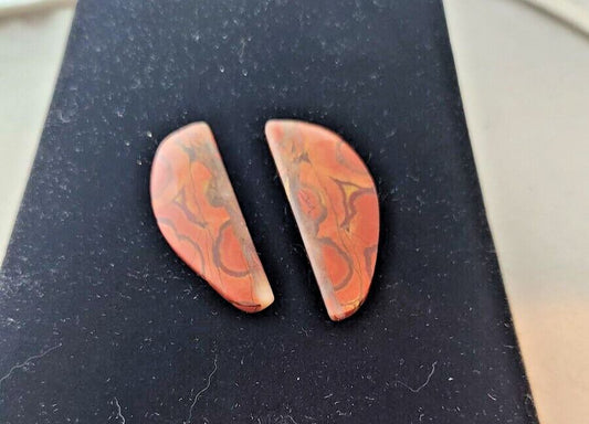 Gemstones Matched Pair Poppy Jasper 10 gr Earrings 50 ct Size 40mm x 10 mm