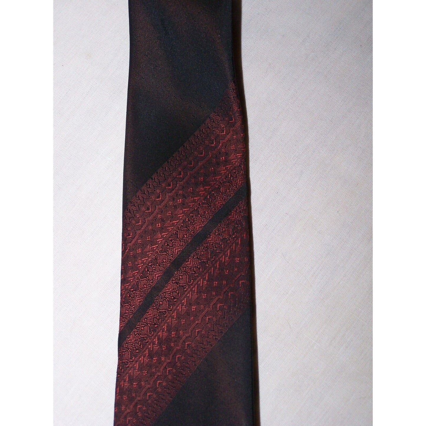 Tie Men's Polyester Neck Tie Burnt Orange Black Geometric Dacron Madmen Style