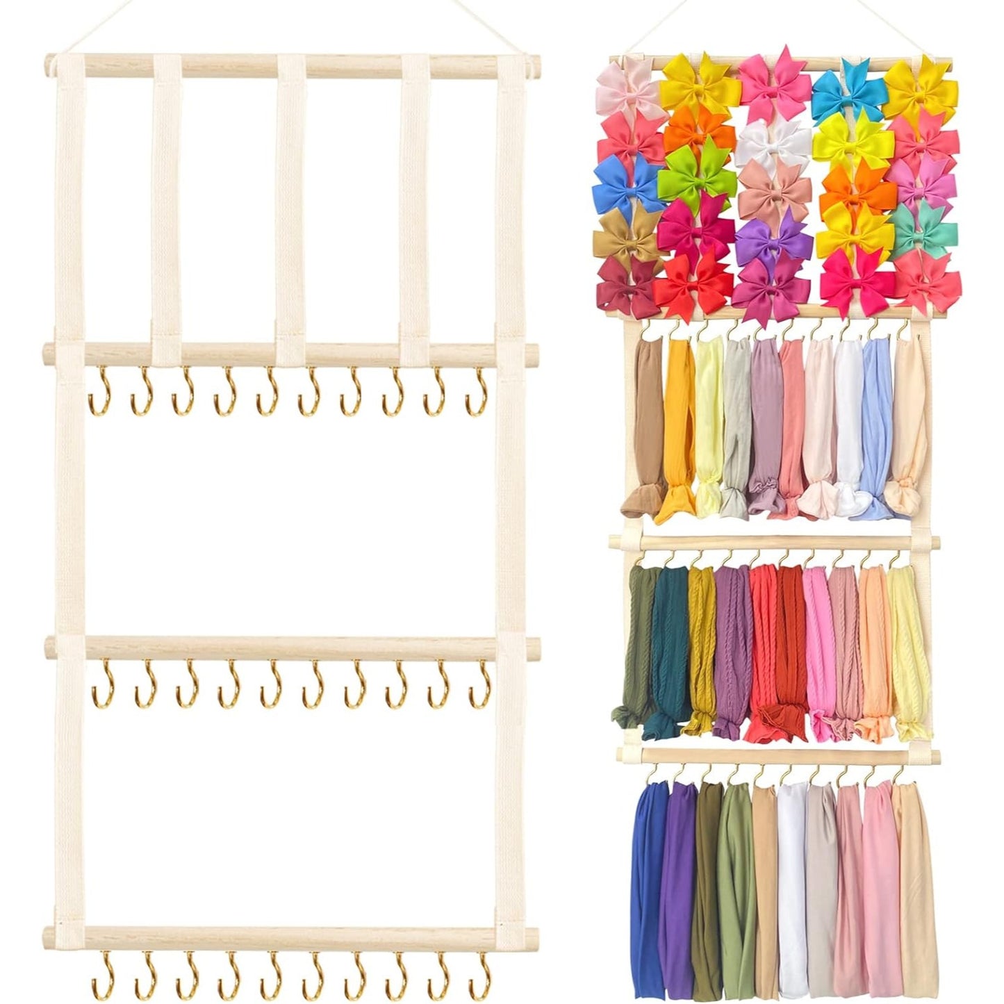 OAOLEER Baby Headband & Bow Holder for Girls Hair Bows, Hanging Baby Headbands Organizer Storage Newborn Headband Holder for Wall, Room, Doo