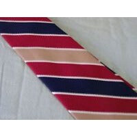 Tie Men's 100 % Polyester Beau Brummell Neck Tie Red Brown Black Stripe Narrow