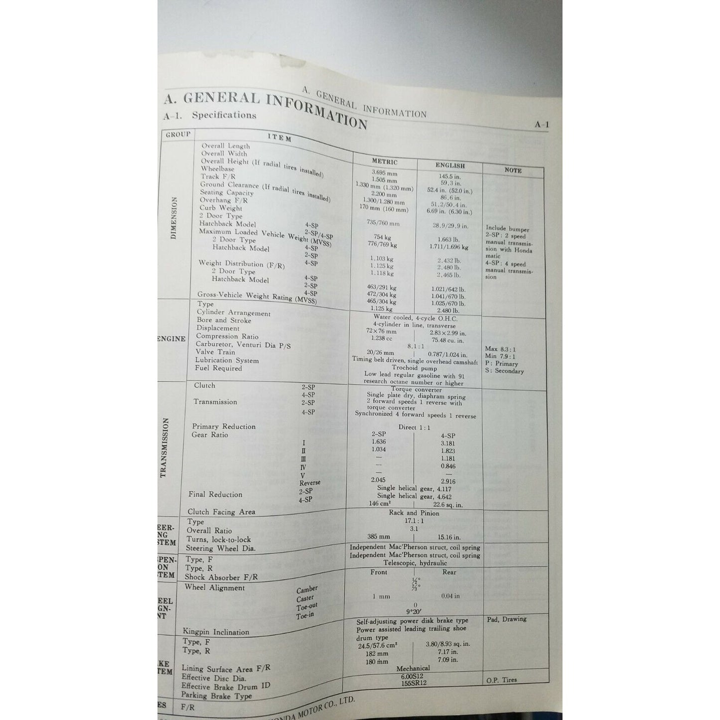 1978  Shop Manual Honda Civic Model Automotive Repair Manual Print  in Japan