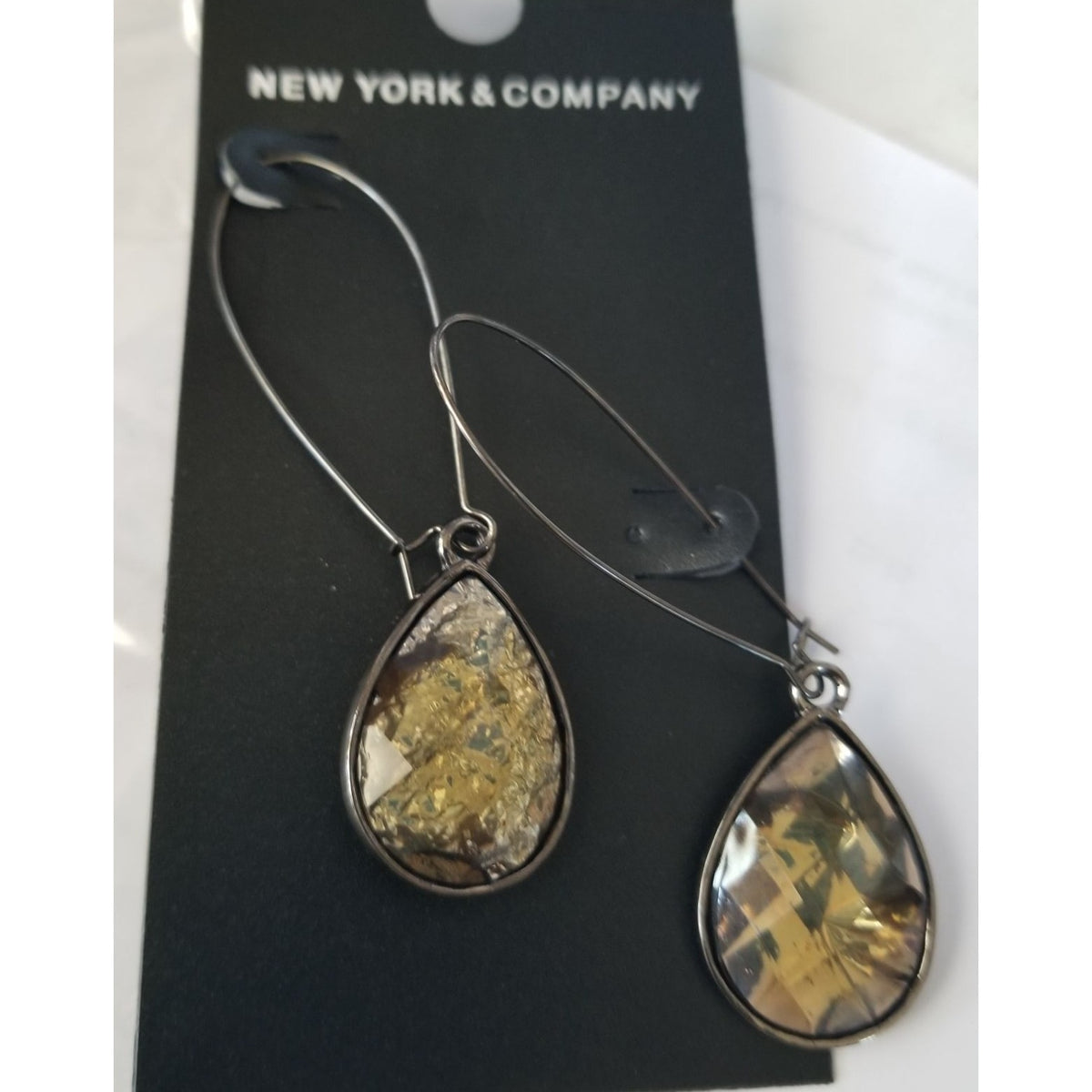New York & Company Gold-Tone Teardrop Dangle Earrings