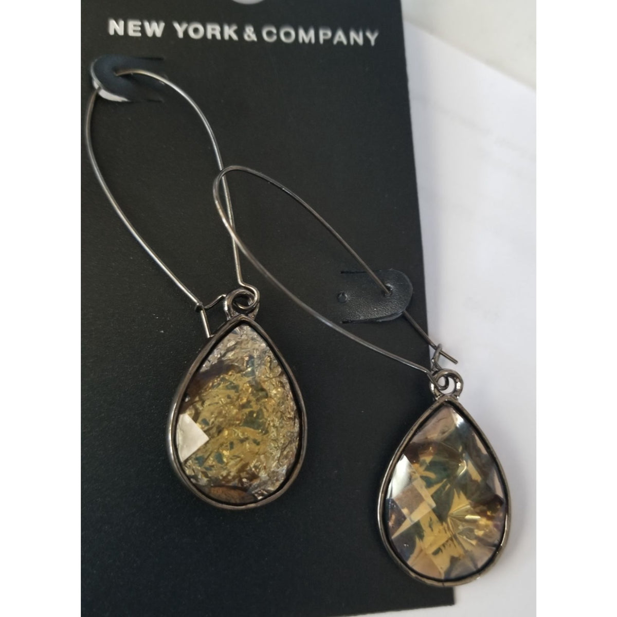 New York & Company Gold-Tone Teardrop Dangle Earrings