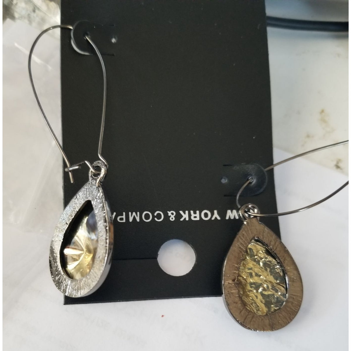 New York & Company Gold-Tone Teardrop Dangle Earrings