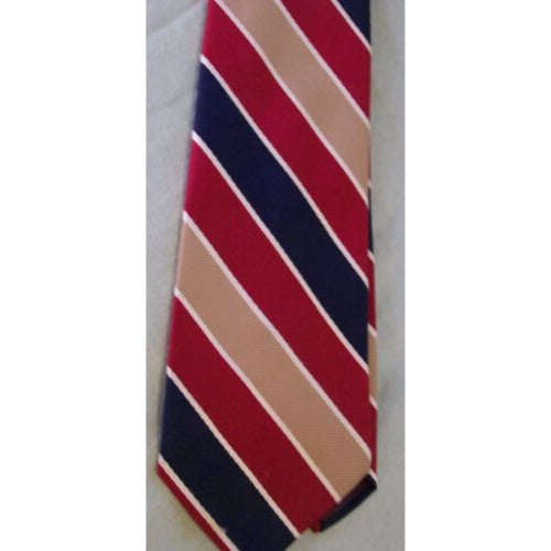 Tie Men's 100 % Polyester Beau Brummell Neck Tie Red Brown Black Stripe Narrow